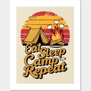 Eat Sleep Camp Repeat. Camping Posters and Art